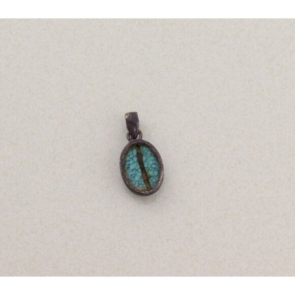 Pendant Only Sterling Silver Natural Turquoise Pendant 1 1/4" x 1/2" - Picture 3 of 6
